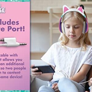 eKids Gabbys Dollhouse Headphones for Kids, Wired Headphones for School, Home or Travel, Tangle Free Toddler Headphones with Volume Control, 3.5mm Jack, Includes Headphone Splitter