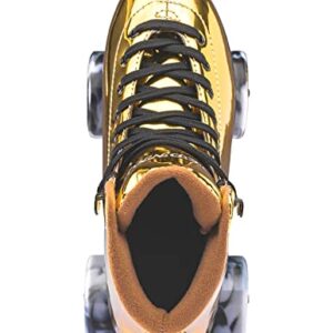 TOEDNNQI Roller Skates for Women Youth Adult Classic High Top Quad Skate Shoes for Outdoor & Indoor Gold 7