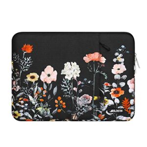 mosiso laptop sleeve compatible with macbook air/pro, 13-13.3 inch notebook, compatible with macbook pro 14 inch 2023-2021 a2779 m2 a2442 m1, garden flowers polyester vertical bag with pocket, black