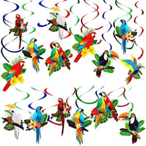 30 tropical birds party supplies tropical hawaiian decorations toucan parrot party hanging swirl foil ceiling decor for summer luau hawaiian beach pool party wedding birthday party supplies