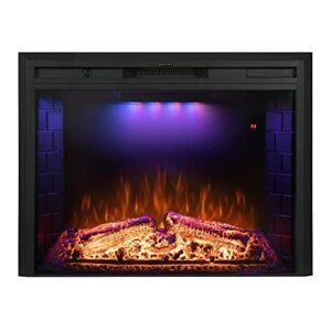 benrocks 36'' electric fireplace inserts, recessed & built in wall electric fireplace heater with fire crackling sound, adjustable top light & flame speed, overheating protection, 750/1500w black