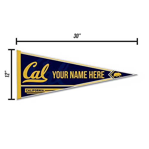 Rico Industries NCAA Cal Berkeley Golden Bears Personalized - Custom 12" x 30" Soft Felt Pennant - EZ to Hang