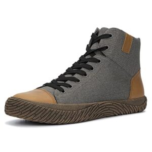 hybrid green label men's the wolsey 2.0 high fashion, casual recycled canvas & leather lace-up, round toe, rubber outsole; size 11
