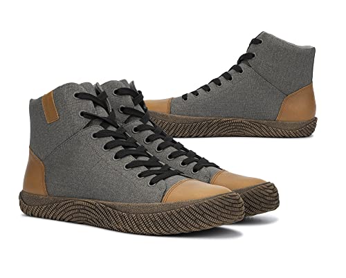 Hybrid Green Label Men's The Wolsey 2.0 High Fashion, Casual Recycled Canvas & Leather Lace-Up, Round Toe, Rubber Outsole; Size 11