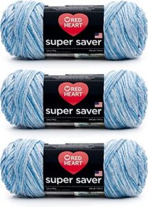 red heart super saver lapis yarn - 3 pack of 5oz/142g - acrylic - 4 medium (worsted) - 364 yards - knitting, crocheting, crafts & amigurumi