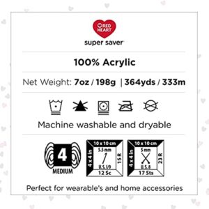 Red Heart Super Saver Lapis Yarn - 3 Pack of 5oz/142g - Acrylic - 4 Medium (Worsted) - 364 Yards - Knitting, Crocheting, Crafts & Amigurumi
