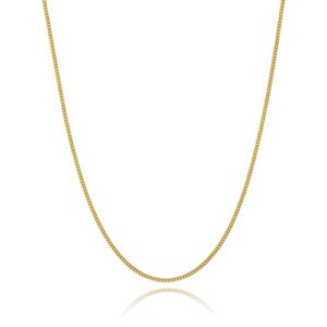 ariana lucci 14k gold filled thin italian curb chain necklace, non tarnish 1mm cuban link chain, great for pendants and charms, genuine 1/20 14k gold filled made in italy, 22"