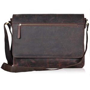 estalon real leather messenger bag for men and women - laptop briefcase bag for office,college, adjustable shoulder strap satchel