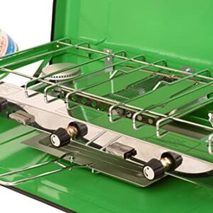 Flame King YSNBBQ-136M 3-Burner Portable Camping Stove Grill w/Toast Tray, Great for Outdoor Cooking, Backpacking, Compatible with 1LB Propane Gas Bottle