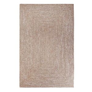 SUPERIOR Large Indoor/Outdoor Area Rug, Multi-Tone Reversible Braided Floor Decor for Patio, Front Porch, Entryway, Living Room, Office, Nursery, Artistic Home, 4' x 6', Latte-White