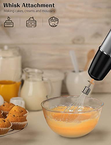 Aibesy Hand Blender Electric,Handheld Immersion Blender,Stick Blender with 6 Adjustable Speeds and Turbo Function,500W 2-in-1 Hand Blender with Whisk