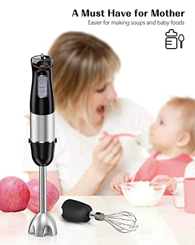 Aibesy Hand Blender Electric,Handheld Immersion Blender,Stick Blender with 6 Adjustable Speeds and Turbo Function,500W 2-in-1 Hand Blender with Whisk
