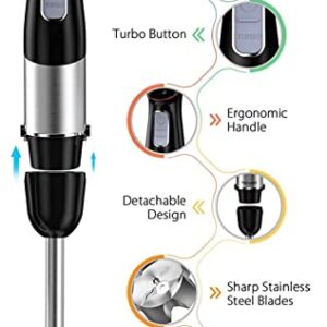 Aibesy Hand Blender Electric,Handheld Immersion Blender,Stick Blender with 6 Adjustable Speeds and Turbo Function,500W 2-in-1 Hand Blender with Whisk