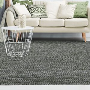 SUPERIOR Large Indoor/Outdoor Area Rug, Multi-Tone Reversible Braided Floor Decor for Patio, Front Porch, Entryway, Living Room, Office, Nursery, Artistic Home, 4' x 6', Green-White