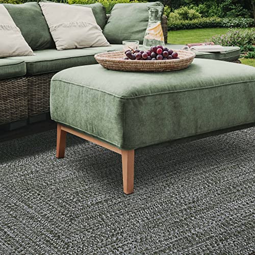 SUPERIOR Large Indoor/Outdoor Area Rug, Multi-Tone Reversible Braided Floor Decor for Patio, Front Porch, Entryway, Living Room, Office, Nursery, Artistic Home, 4' x 6', Green-White