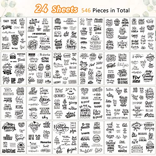 546 Pcs 24 Sheets Vintage Words Stickers for Journaling Nice Words Sentences Stickers Inspirational Scrapbook Stickers Waterproof Aesthetic Stickers for Journaling Water Bottles Laptop (Vivid Style)