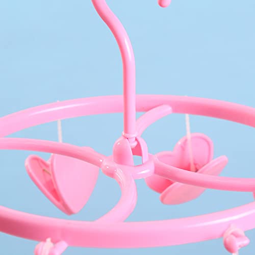 Cute Pink Hearts Drying Rack for Socks Bras Panties Towel Underwear 8 Clips Clothes Hanger Cute Mini Indoor Hanging Drying Rack for Kids Baby Nursery Room Decor (Love Heart)