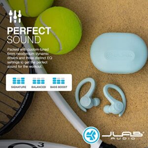 JLab Go Air Sport, Wireless Workout Earbuds Featuring C3 Clear Calling, Secure Earhook Sport Design, 32+ Hour Bluetooth Playtime, and 3 EQ Sound Settings (Light Blue)