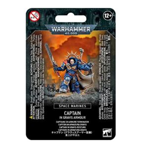 games workshop 48-70 warhammer 40k - space marine primaris captain in gravis armour, black