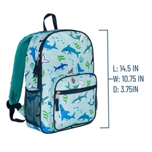 Wildkin Day2Day Kids Backpack for Boys and Girls, Perfect for Elementary Backpack for Kids, Features Front and 2 Side Mesh Pocket, Ideal Size for School and Travel Backpacks (Shark Attack)