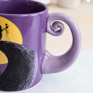 Disney The Nightmare Before Christmas Jack & Sally Spiral Handle Ceramic Mug | BPA-Free Large Coffee Cup For Beverages, Home & Kitchen Essentials | Halloween Gifts and Collectibles | Holds 20 Ounces