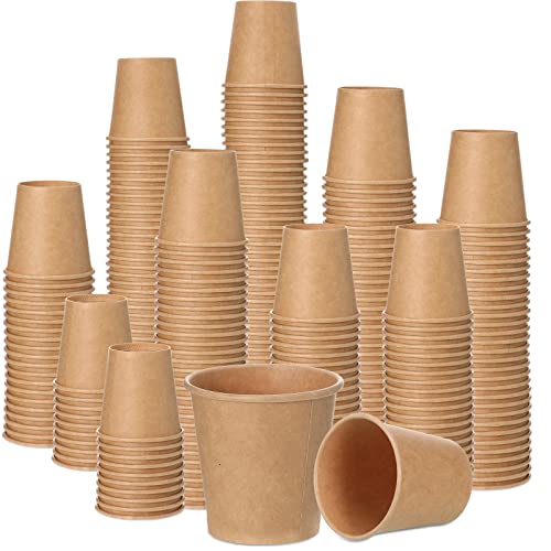 Honeydak 300 Pack 3 oz Kraft Paper Cups Disposable Bathroom Cups Espresso Cups Small Mouthwash Cups Brown Paper Cups Mini Paper Cups for Coffee Ice Cream Party Sundae, Yogurt, Soup, Tea(300 Pack)