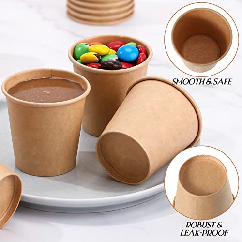 Honeydak 300 Pack 3 oz Kraft Paper Cups Disposable Bathroom Cups Espresso Cups Small Mouthwash Cups Brown Paper Cups Mini Paper Cups for Coffee Ice Cream Party Sundae, Yogurt, Soup, Tea(300 Pack)