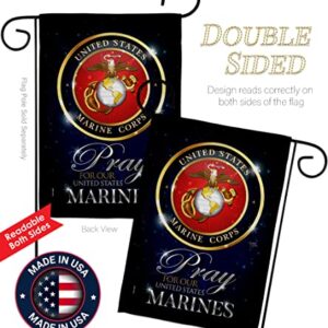 Breeze Decor Pray United Garden Flag Set with Stand Armed Forces Marine Corps USMC Semper Fi State American Military Veteran Retire Official House Yard Gift Double-Sided, Made in USA