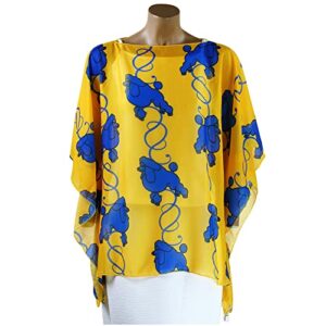 Divine Nine Depot Pretty Poodle: Sigma Gamma Rho Lightweight Chiffon Tunic, Gold, Blue, One Size, D9D029