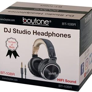 Boytone BT-10BR Wired Over Ear Headphones Hi-Res Studio Monitor & Mixing DJ Stereo Headsets with 50mm Drivers and 1/4 to 3.5mm Audio Jack, Foldable for Computer Recording Phone Guitar Laptop