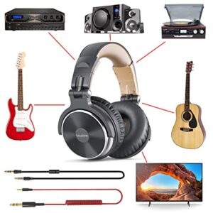 Boytone BT-10BR Wired Over Ear Headphones Hi-Res Studio Monitor & Mixing DJ Stereo Headsets with 50mm Drivers and 1/4 to 3.5mm Audio Jack, Foldable for Computer Recording Phone Guitar Laptop