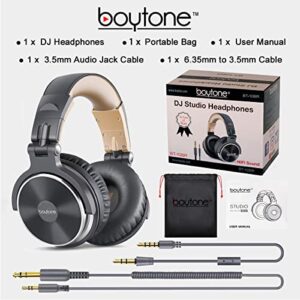 Boytone BT-10BR Wired Over Ear Headphones Hi-Res Studio Monitor & Mixing DJ Stereo Headsets with 50mm Drivers and 1/4 to 3.5mm Audio Jack, Foldable for Computer Recording Phone Guitar Laptop