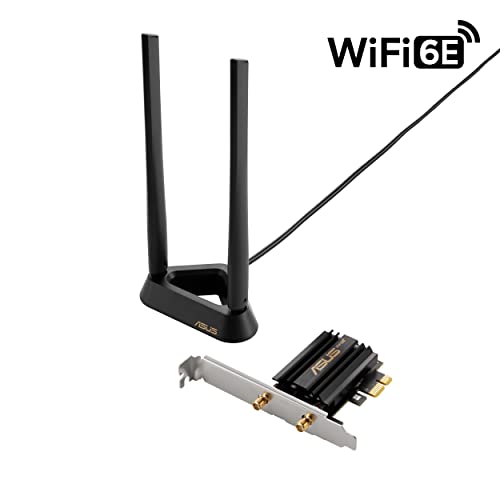 ASUS WiFi 6E + Bluetooth 5.2 PCI-E Expansion Card (PCE-AXE58BT) - Supports 6GHz Band, WPA3, 160MHz, WPA3 Network Security, OFDMA and MU-MIMO, External Antenna, Magnetic Base, Ultra Low Latency