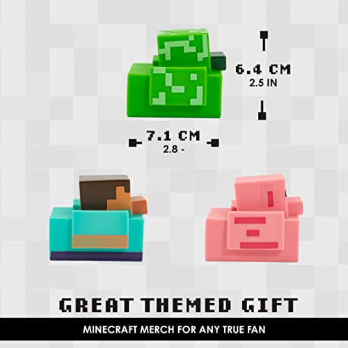 Paladone Minecraft Rubber Duckies, Set of 3 Minecraft Bath Ducks, Creeper Pig and Steve Bath Toys, Funny Jeep Ducks