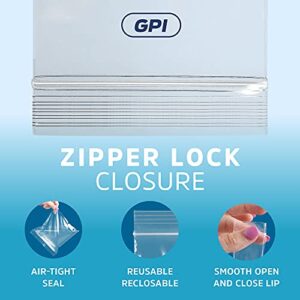 GPI - 500 Pack, 2 Mil, Clear Plastic Reclosable Small Combo Zip Bags, 5 Assorted Sizes, 1" x 1", 1.25" x 1.25", 1.5" x 1.5", 1.5" x 2", 2" x 2", Resealable Zip Top Lock For Jewelry, Bead, Seed, Pills.