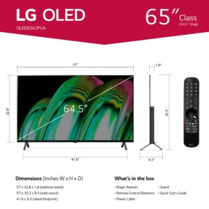 LG A2 Series 65-Inch Class OLED Smart TV OLED65A2PUA, 2022 - AI-Powered 4K , Alexa Built-in, 9.3"D x 57"W x 35.3"H