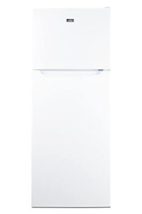 summit appliance ff1091wim 24" wide top mount frost-free refrigerator-freezer with icemaker in white finish, adjustable glass shelves, adjustable freezer thermostat, interior led lighting