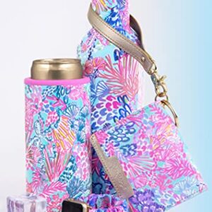 Lilly Pulitzer Snap ID Card Case, Cute Keychain Wallet, Slim Credit Card Holder with Wristlet Strap, Splendor in the Sand S