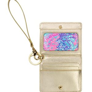 Lilly Pulitzer Snap ID Card Case, Cute Keychain Wallet, Slim Credit Card Holder with Wristlet Strap, Splendor in the Sand S