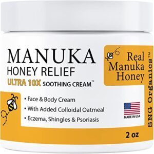 manuka honey eczema cream (2oz) moisturizing lotion treatment relief - itchy, dry skin healing ointment - skin-soothing moisturizer for kids, adults, baby body mousse honey creme eczema, psoriasis
