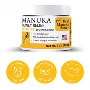 Manuka Honey Eczema Cream (2oz) Moisturizing Lotion Treatment Relief - Itchy, Dry Skin Healing Ointment - Skin-Soothing Moisturizer For Kids, Adults, Baby Body Mousse Honey Creme Eczema, Psoriasis