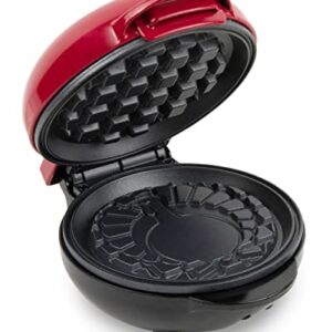 Nostalgia MyMini Personal Electric Heart Turkey Waffle Maker, 5-Inch Cooking Surface, Waffle Iron for Hash Browns, French Toast, Grilled Cheese, Quesadilla, Brownies, Cookies, Red