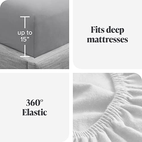 Bare Home Flannel Sheet Set Prints, 100% Cotton, Velvety Soft Heavyweight - Double Brushed Flannel for Extra Softness & Comfort - Deep Pocket - Bed Sheets (Cal King, Stirling Plaid - Grey/White)