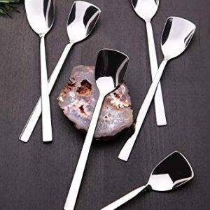 GLASIA Set of 6 Glass Ice Cream Bowls and 6 Stainless Steel Spoons | Small Dessert Cups for Parfait Sundae Snacks Fruit | Mini Footed Trifle Tasters with Spoon | Lead-Free Glass Dessert Serving Dishes