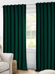 tribeca living luxury velvet room darkening window curtains - 50 x 96-inch, emerald green, 2 panels (rod pocket/back tab), (velsocur96eg)