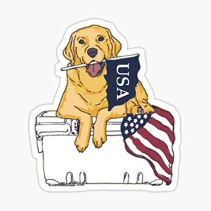 STICKY DUDE | 5" USA Flag Coolbox Labrador Dog | Bumper Stickers for Car Truck Home