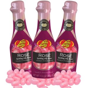 mini non-alcoholic flavored jelly bean candies, sparkling wine and beer shaped candy for birthday party favors and decorations, pack of 3, 3 inches (rose)
