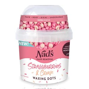 nad's hair removal waxing dots - strawberries & cream hard wax beads - wax kit hair removal for women - microwaveable no-strip formula
