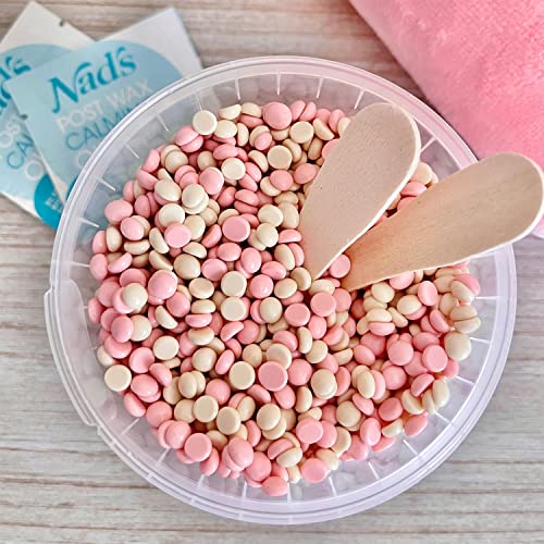 Nad's Hair Removal Waxing Dots - Strawberries & Cream Hard Wax Beads - Wax Kit Hair Removal For Women - Microwaveable No-Strip Formula