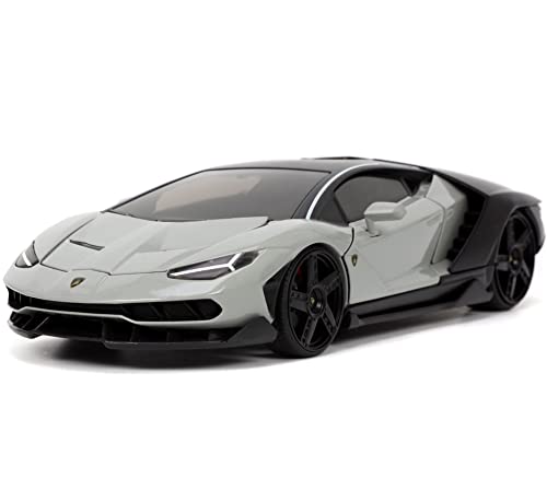 Lamborghini Centenario Gray and Matt Black Hyper-Spec Series 1/24 Diecast Model Car by Jada"""